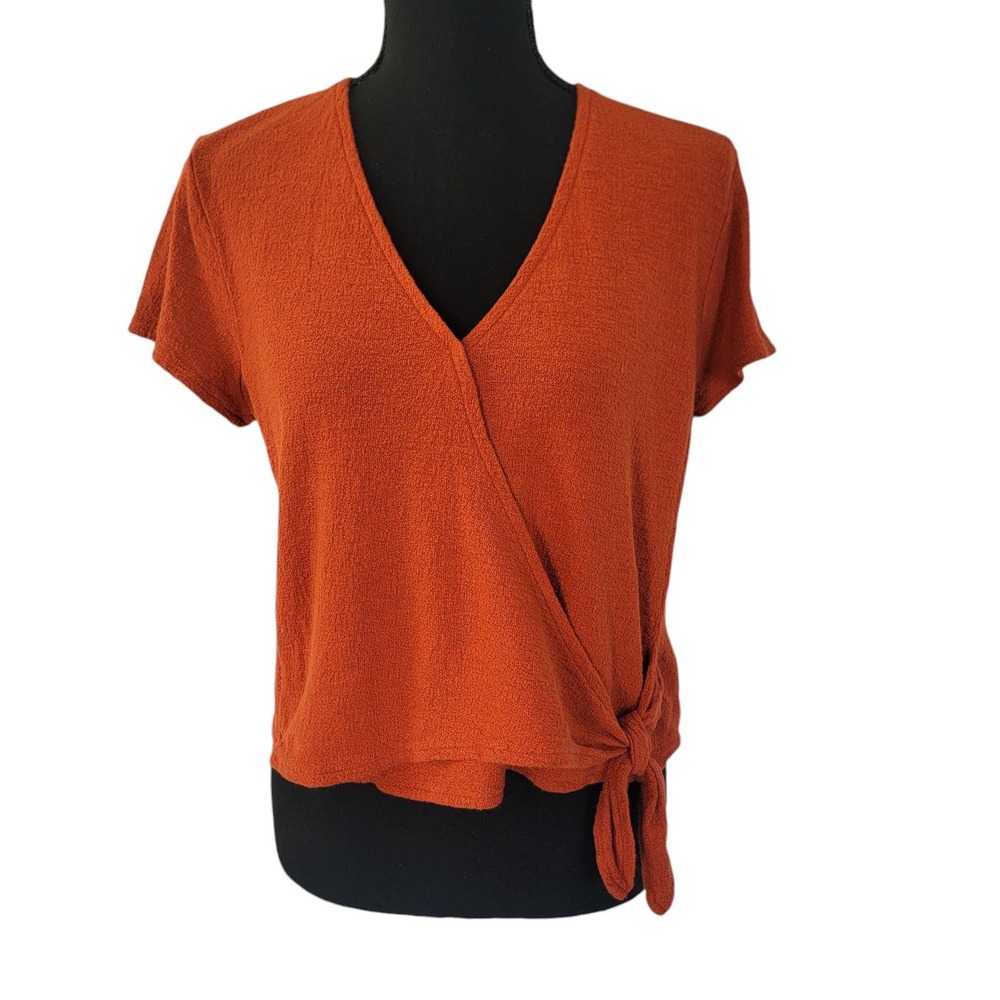 Madewell Texture & Thread Wrap-Tie Top Sz Small Casual Cottagecore Tomato‎